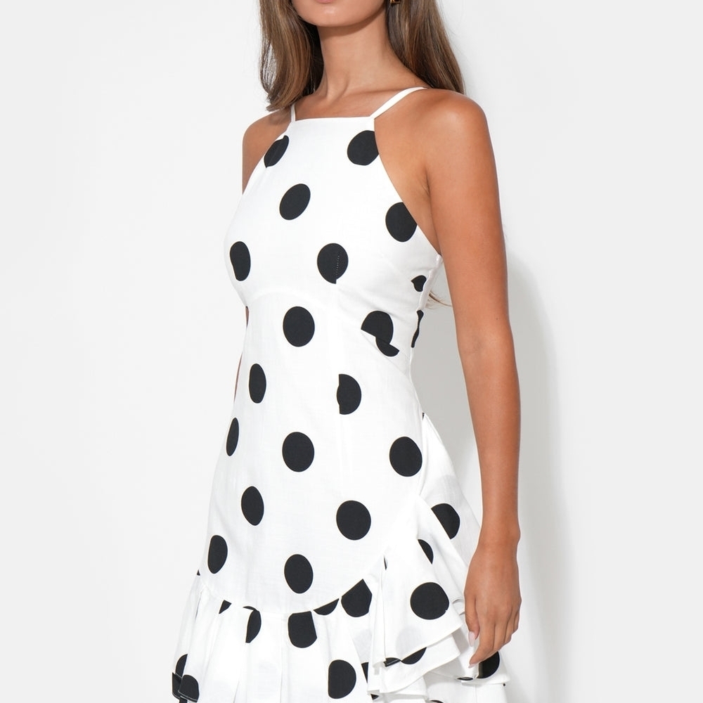 Adelyn Rae White Polka Dot Halter Dress - Picture 3 of 5